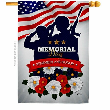 PATIO TRASERO 28 x 40 in. Remembrance of Fallen American Memorial Day Vertical House Flag with Dbl-Sided Banner PA4061073